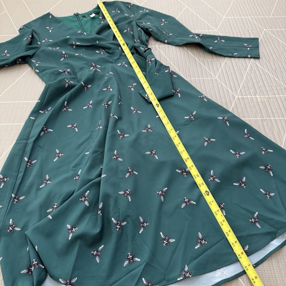 Modcloth Hutch Just Bee Yourself‎ Size 10 Green Midi Dress Faux Wrap - Picture 10 of 10